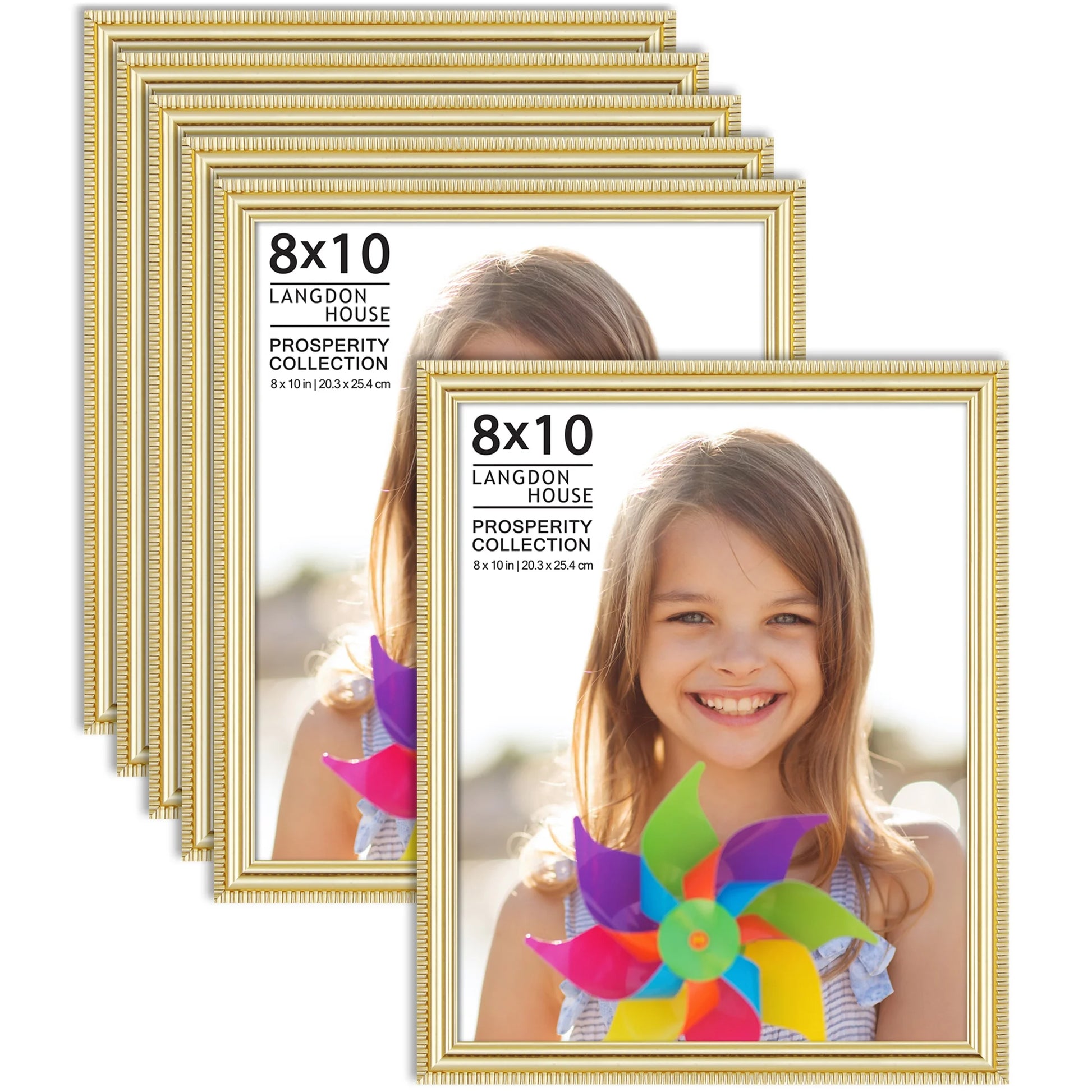 8X10 Gold Picture Frames, 6 Pack, Prosperity Tabletop Frames