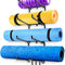 Yoga Mat Holder Wall Mount, Foam Roller Rack with 3 Hooks, 4 Sectional Metal Yoga Mat Storage